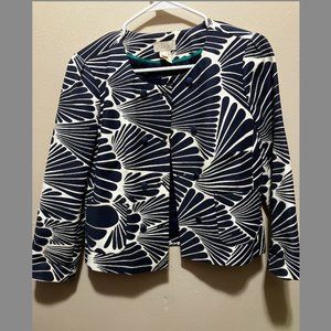 J.Crew Mid-sleeve Cropped Blazer, Size 4, Blue and White